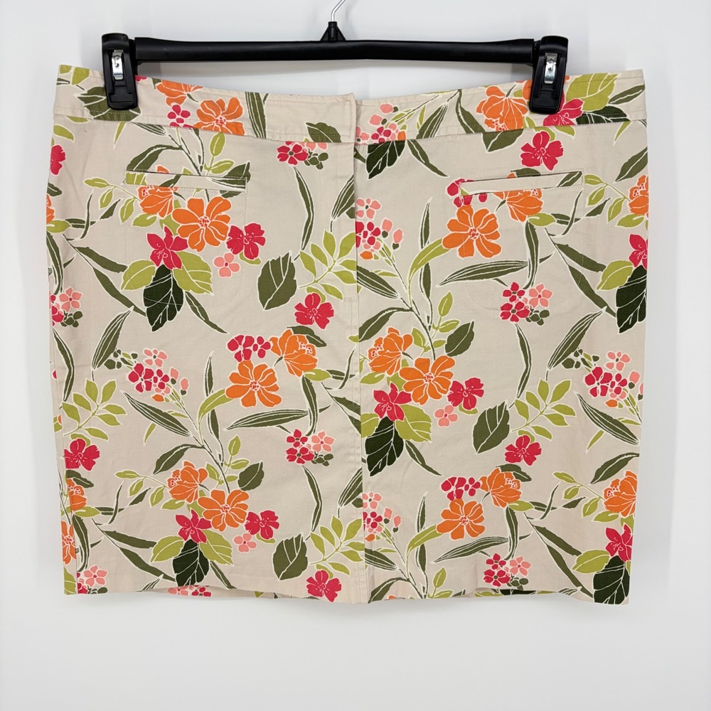Lane Bryant Garden Floral Skirt Women 20 Orange Tropical Stretch Knee Length - Picture 2 of 11